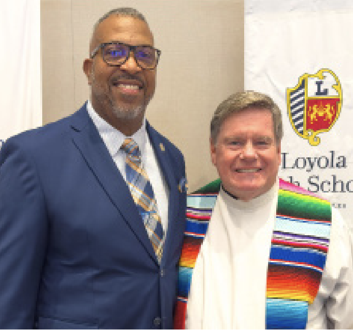 FR. GOETHALS ‘73 AND PRINCIPAL ADAMS ‘90 PICTURED
together after yesterday’s Our Lady of Guadalupe Liturgy